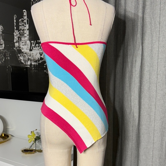 VINTAGE Y2K Colorful Striped Women's Halter Top - Picture 9 of 12